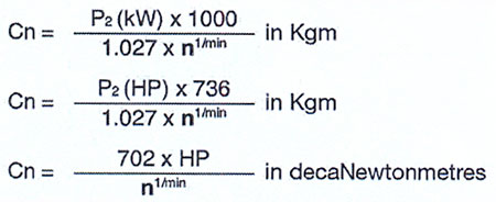 فرمول محاسبه نیروی گشتاور اسمی موتور