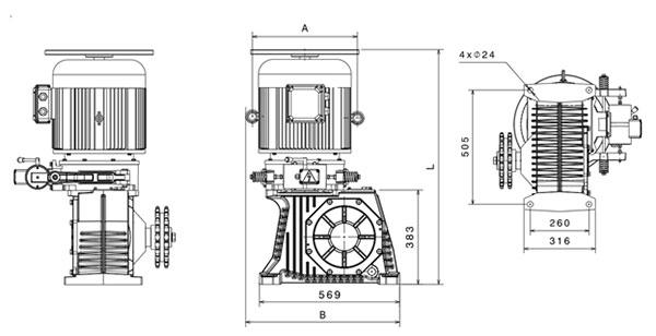 ابعاد موتور پله برقی بهران مدل BS160