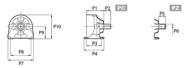 ابعاد گیربکس خورشیدی بونفیلیولی سری (L (PC, PZ