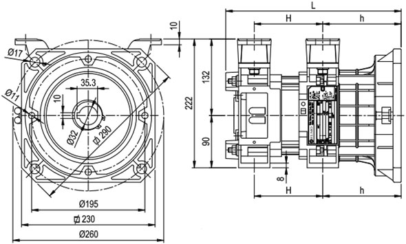ابعاد موتور آسانسور هیدرولیکی المو مدل S362