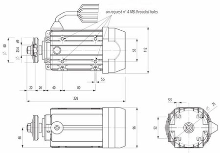 اطلاعات ابعادی الکتروموتور ایتال موتور MR48