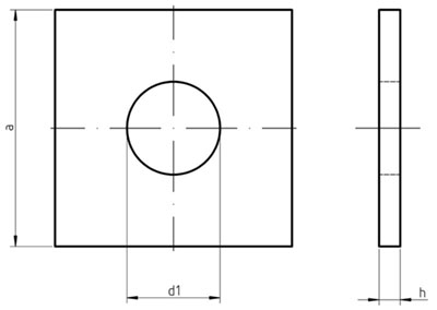 نقشه فنی واشر مربعی (واشر چهار گوشه)