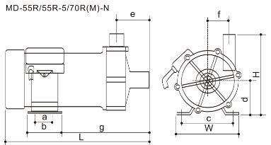 ابعاد پمپ پلیمری SPC MD-55R/55R-5/70R(M)-N