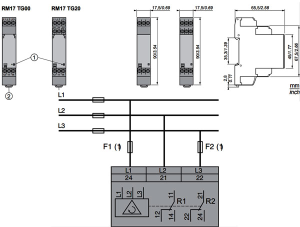 اجزای رله کنترل فاز اشنایدر RM17TG20