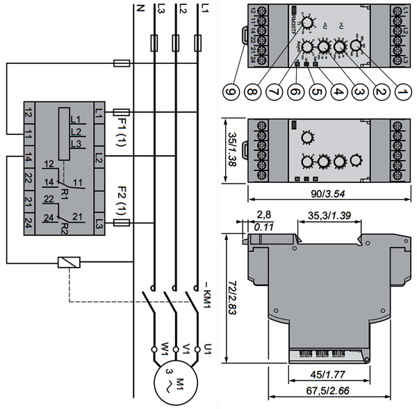 اجزای رله کنترل فاز اشنایدر RM35TF30