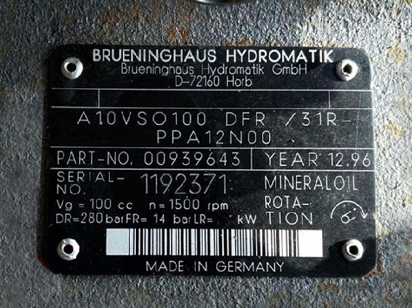 آشنایی با پلاک پمپ A10VSO Brueninghaus Hydromatik